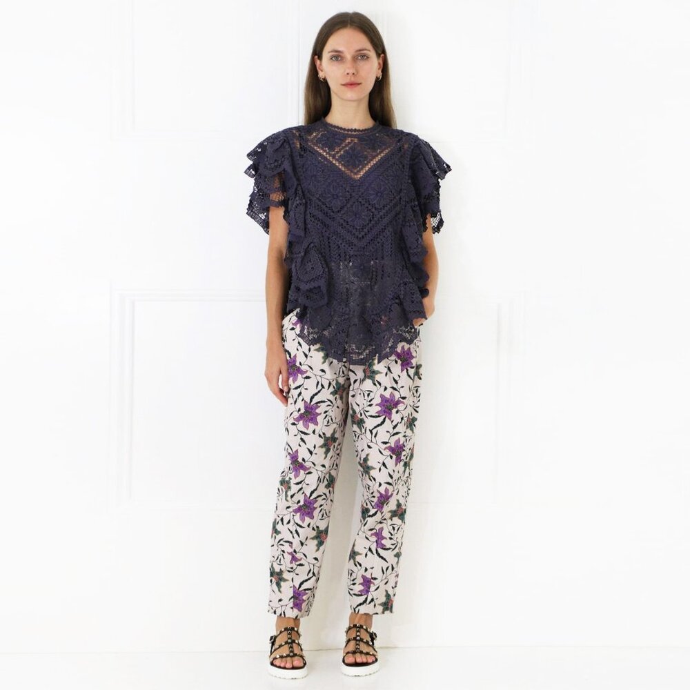 Isabel Marant "Gubaia" floral-print cropped tapered cotton trousers, size 36 - Picture 14 of 15